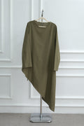 Zoe Asymmetrical Flare Sleeve Tunic Top-Green