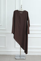Zoe Asymmetrical Flare Sleeve Tunic Top-Coffee