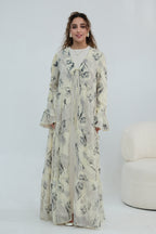 Elowen Floral Tiered Open Abaya-Apricot