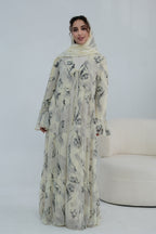 Elowen Floral Tiered Open Abaya-Apricot
