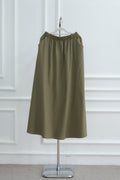 Irene Elastic Waist Casual Maxi Skirt-Green