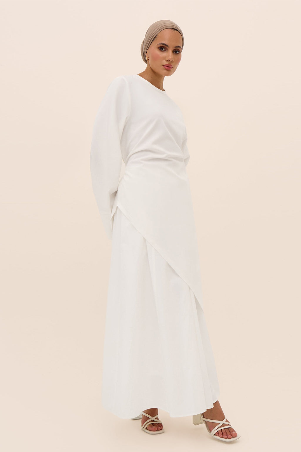 Irene Elastic Waist Casual Maxi Skirt-White