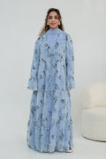 Elowen Floral Tiered Open Abaya-Blue
