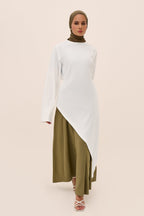 Irene Elastic Waist Casual Maxi Skirt-Green
