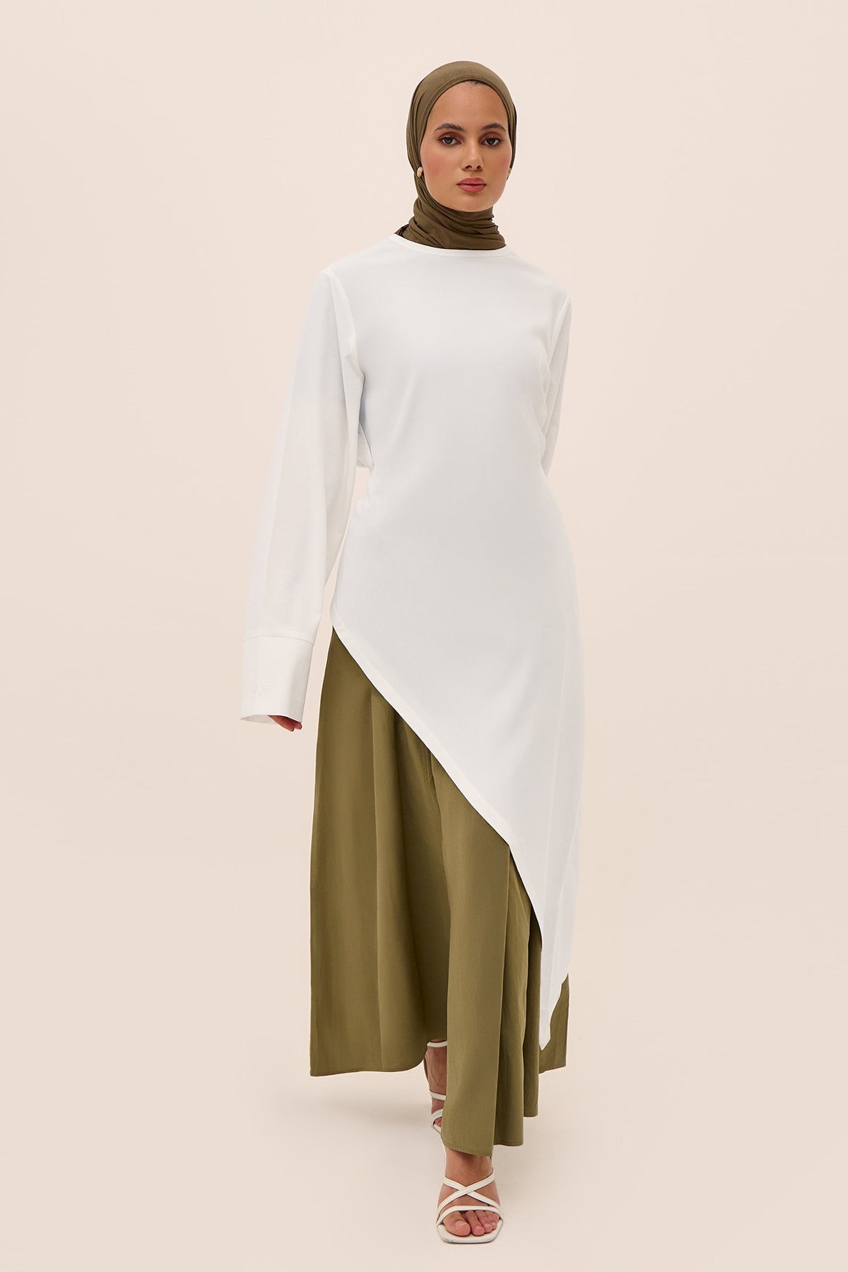 Irene Elastic Waist Casual Maxi Skirt-Green