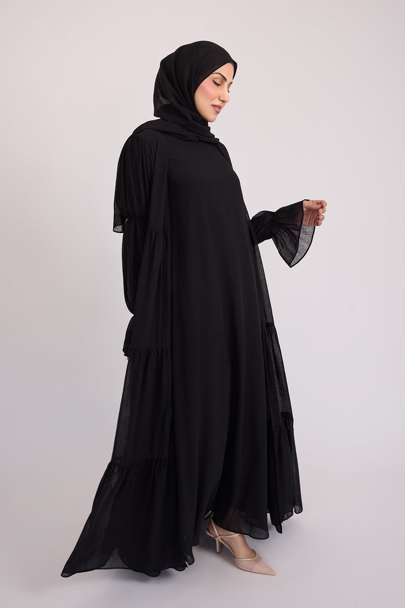 Bohemian Abaya Set-Black