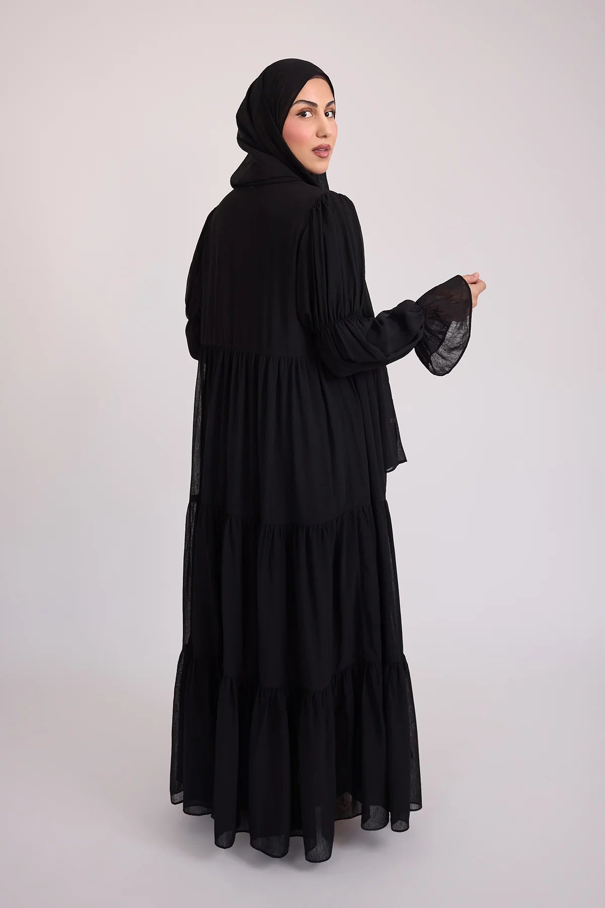 Bohemian Abaya Set-Black