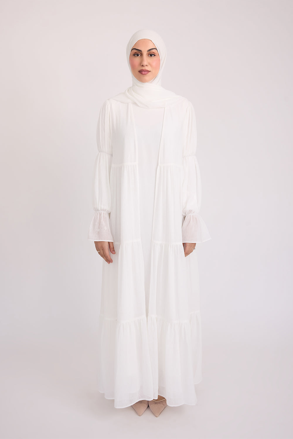 Bohemian Abaya Set-White