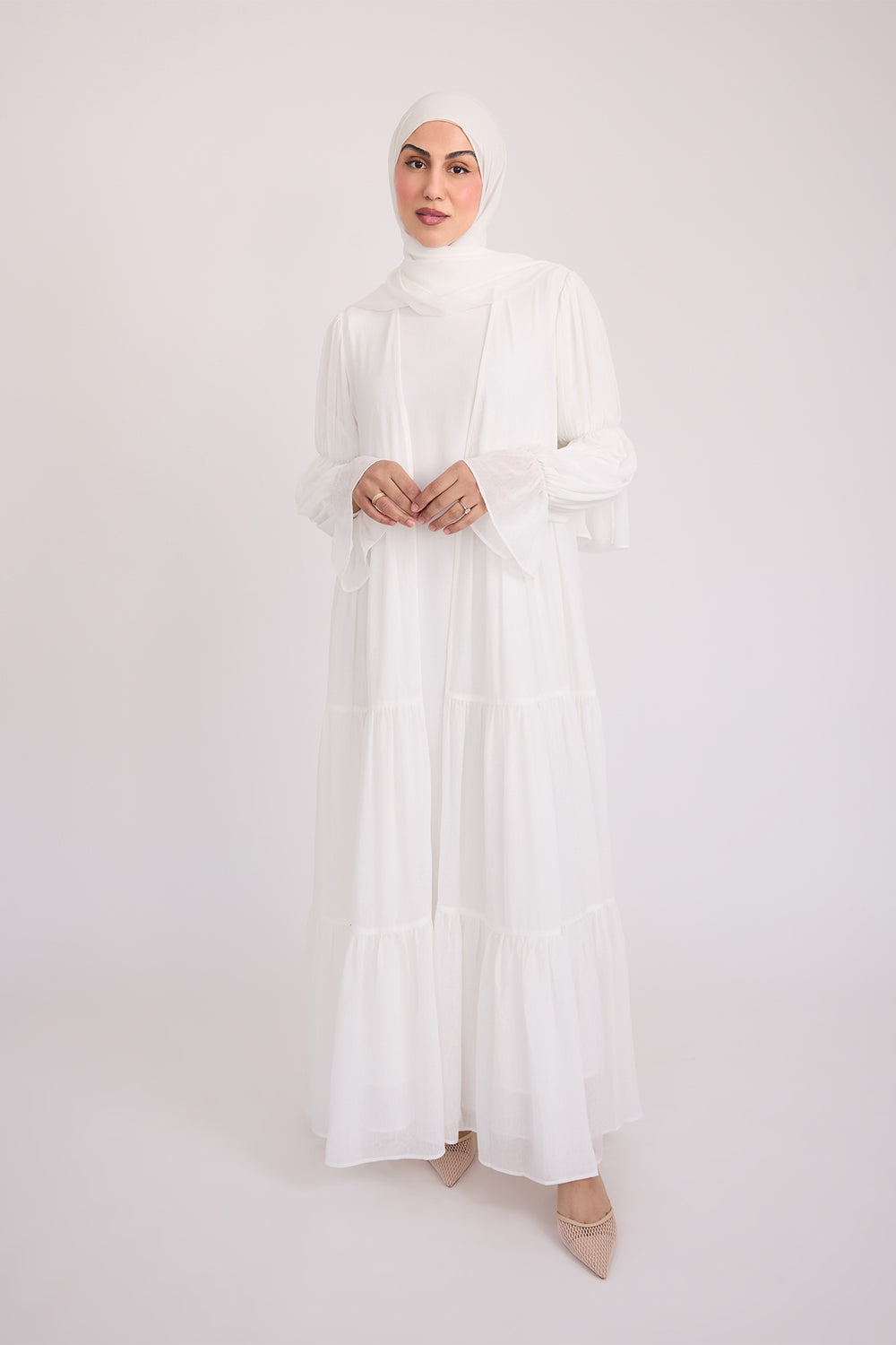 Bohemian Abaya Set-White