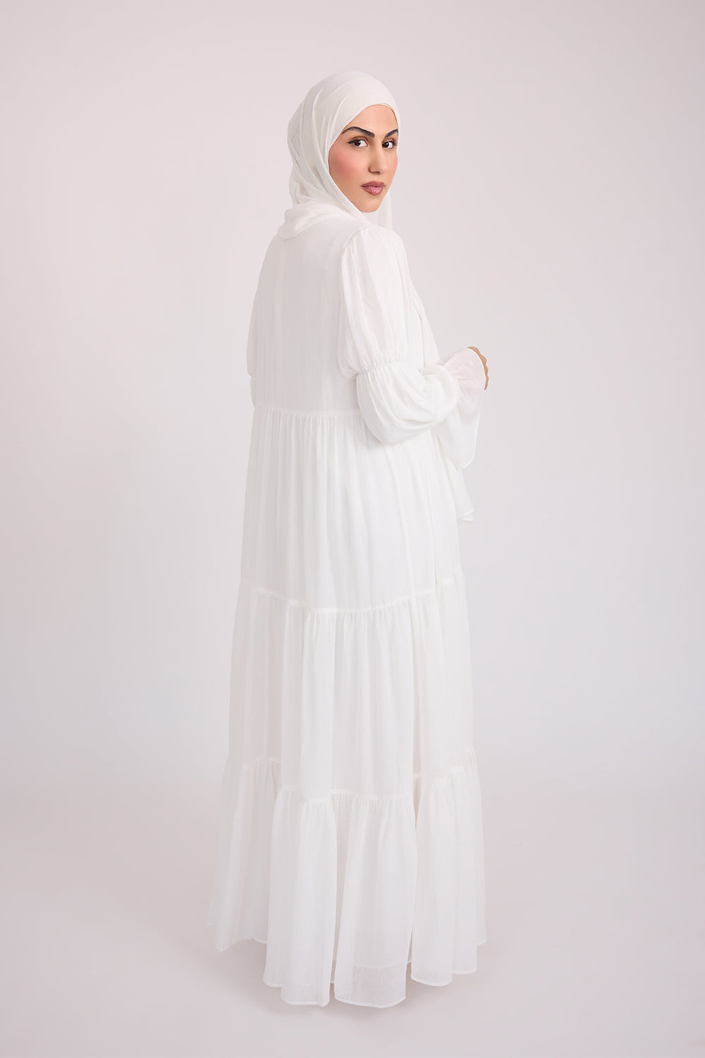 Bohemian Abaya Set-White