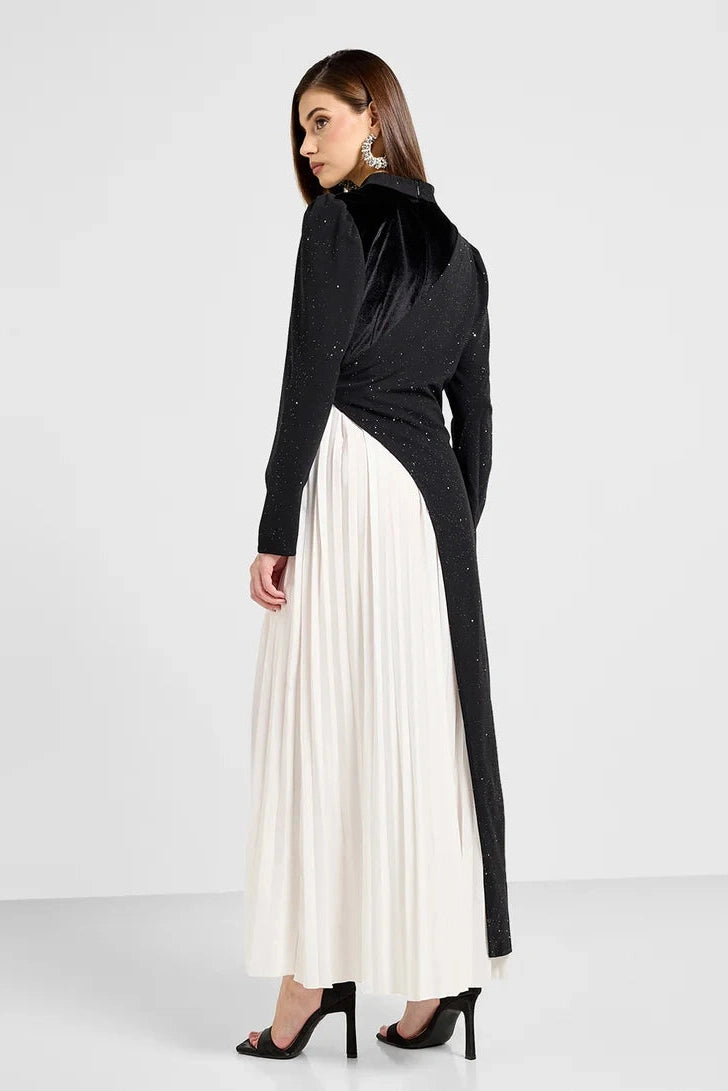 Two Toned Contrast Dress With Tie Detail