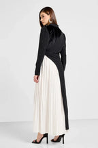 Two Toned Contrast Dress With Tie Detail