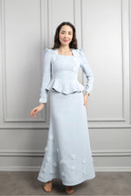 Hana 3D Floral Peplum Two Piece Suit-Blue