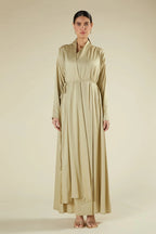 Amira Minimalist Wrapped Front Silk-Texture Flowing Abaya