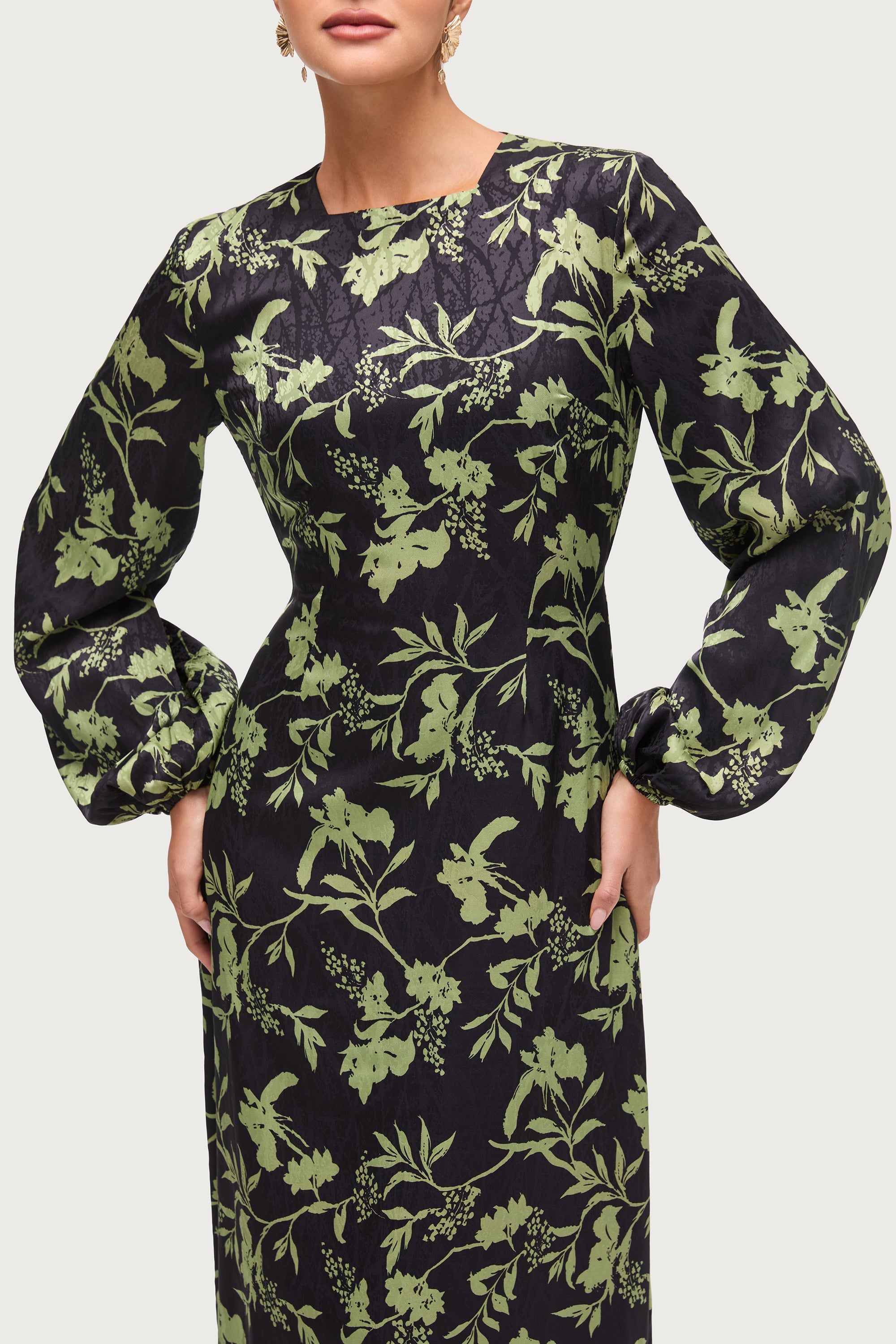 Adila Printed Maxi Dress - Midnight Green
