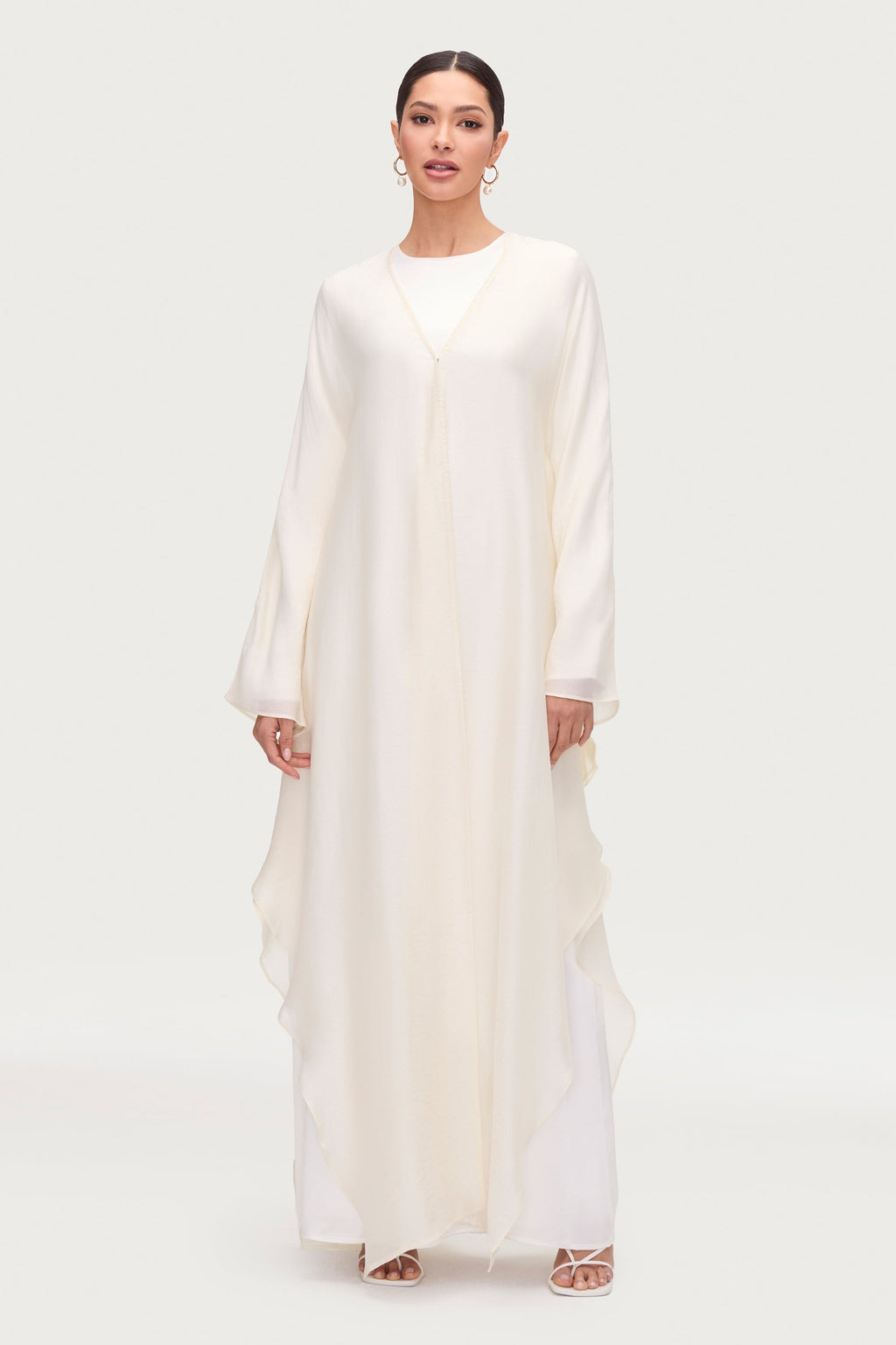 Ahlam Silk Abaya & Dress Set - Moonbeam