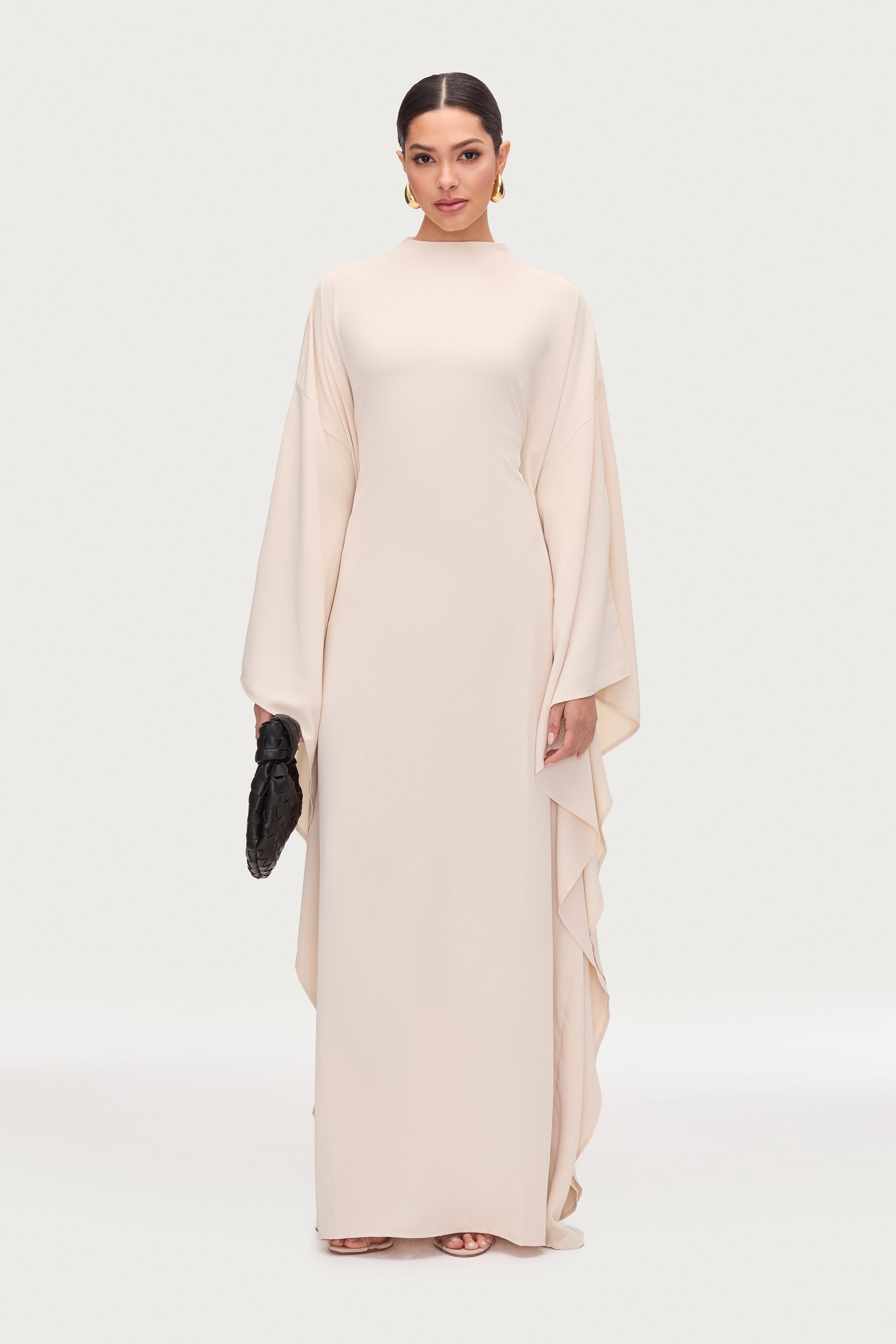 Amira Butterfly Inner Tie Abaya Dress - Stone