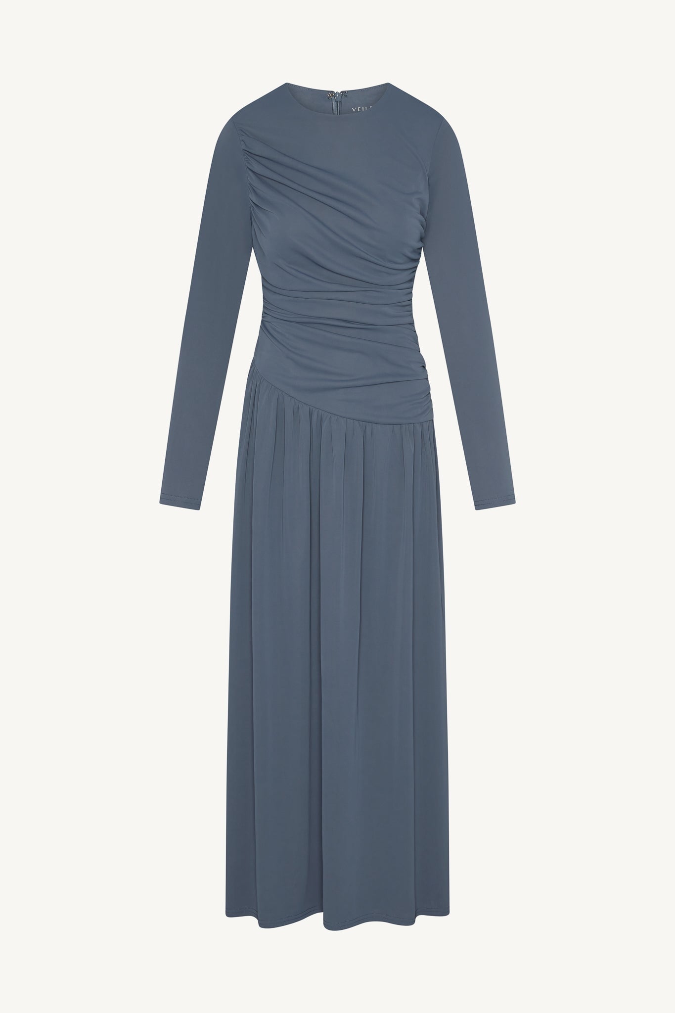 Asymmetrical Waist Rouched Maxi Dress - Indigo
