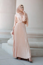 Noraya Pleated Satin Gown-Gold
