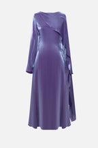 Elegant Cape-Sleeve Modest Maxi Dress-Purple