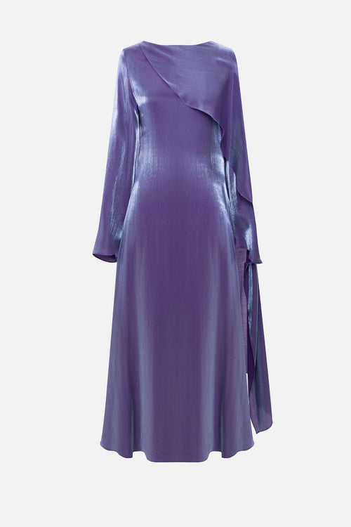 Elegant Cape-Sleeve Modest Maxi Dress-Purple