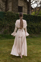 Zara Ruched Capelet Ruffle Maxi