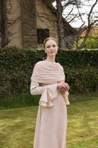Zara Ruched Capelet Ruffle Maxi