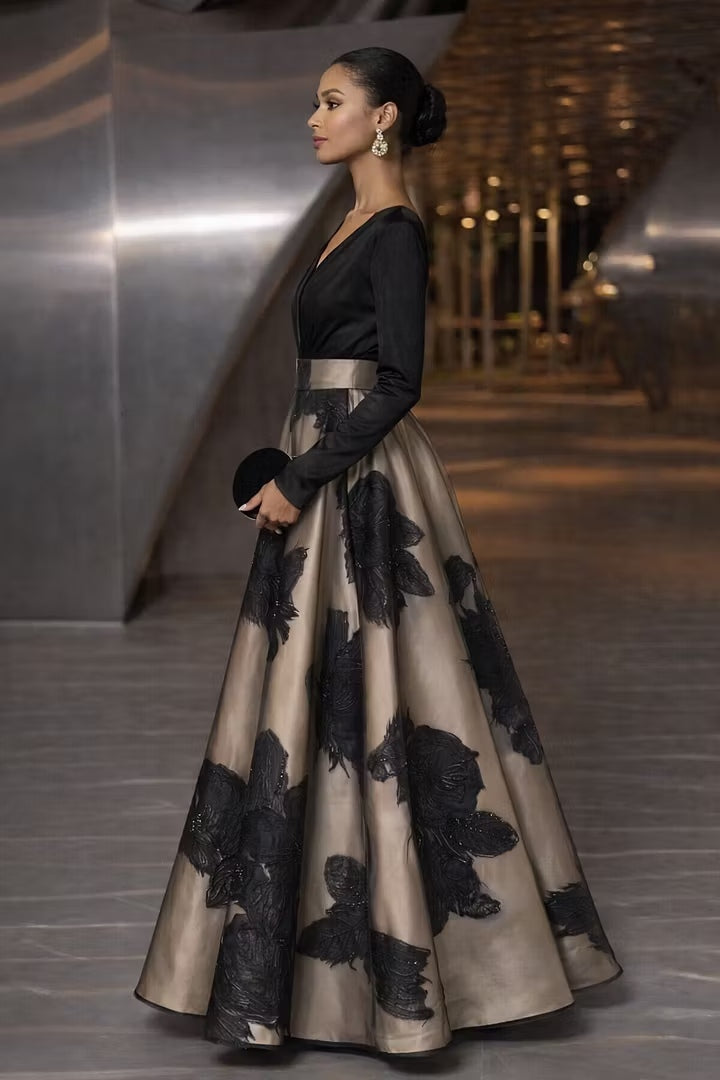 Floral Print High Waist A-Line Maxi Dress