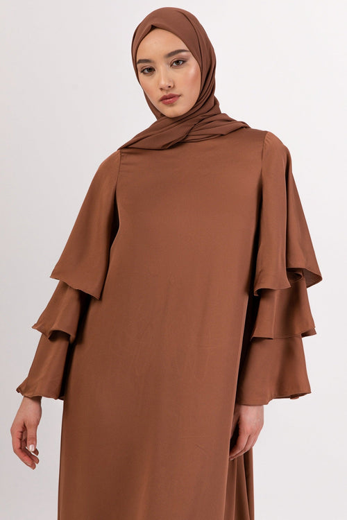 Celia Ruffle Sleeve Maxi Dress - Mushroom