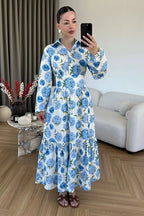 Leila Floral Belted Midi Shirt Dress