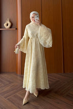 Grace Jacquard Flare Sleeve Maxi Dress