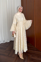 Grace Jacquard Flare Sleeve Maxi Dress