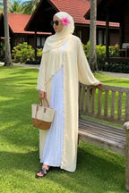 Embroidered Lace Texture Open-Front Duster Abaya