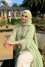 Embroidered Floral Texture Open Abaya