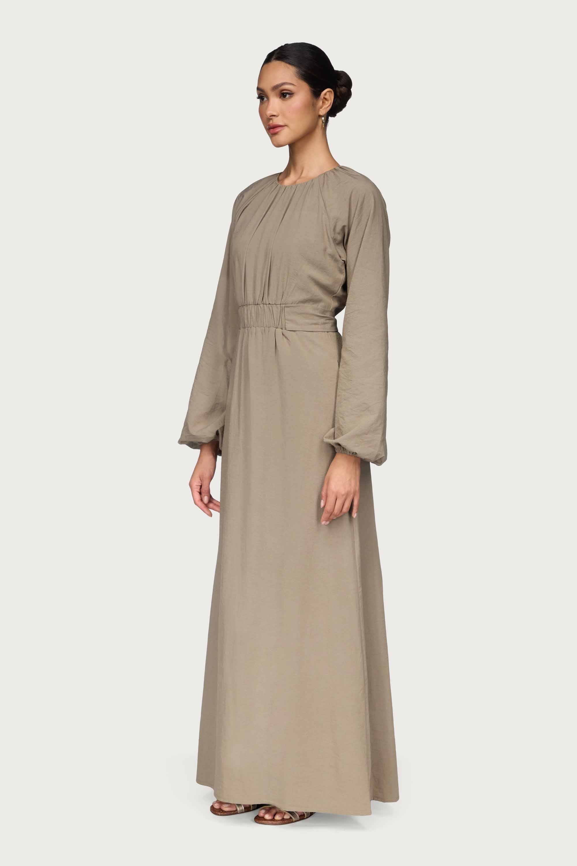 Cotton Blend Tie Back Maxi Dress - Sage
