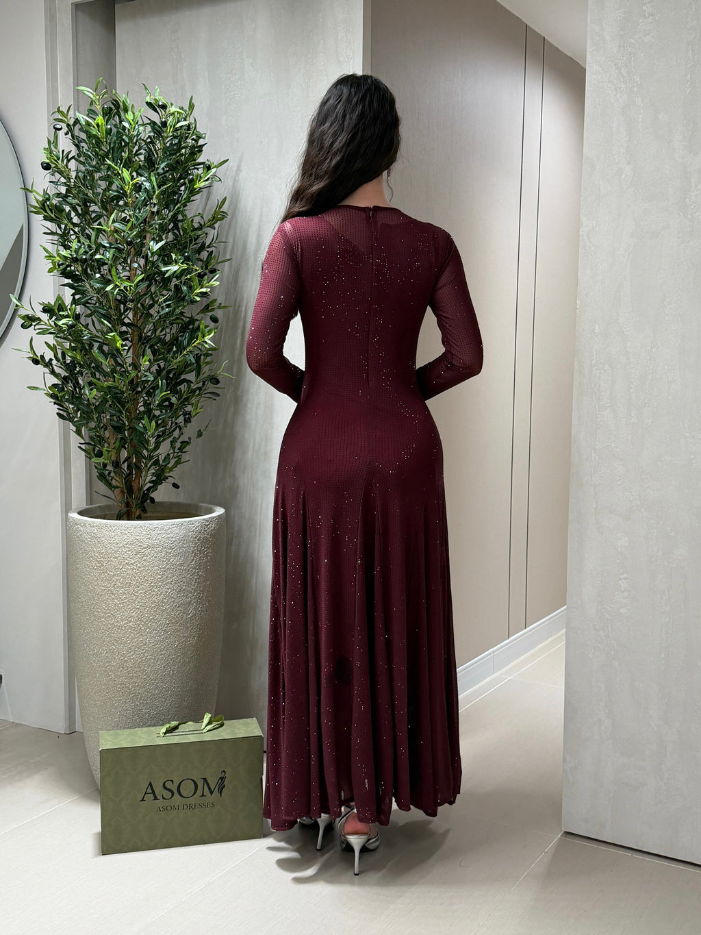 Hana Sparkle Ribbed Flared Maxi