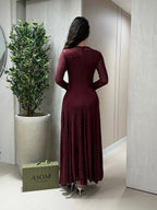 Hana Sparkle Ribbed Flared Maxi