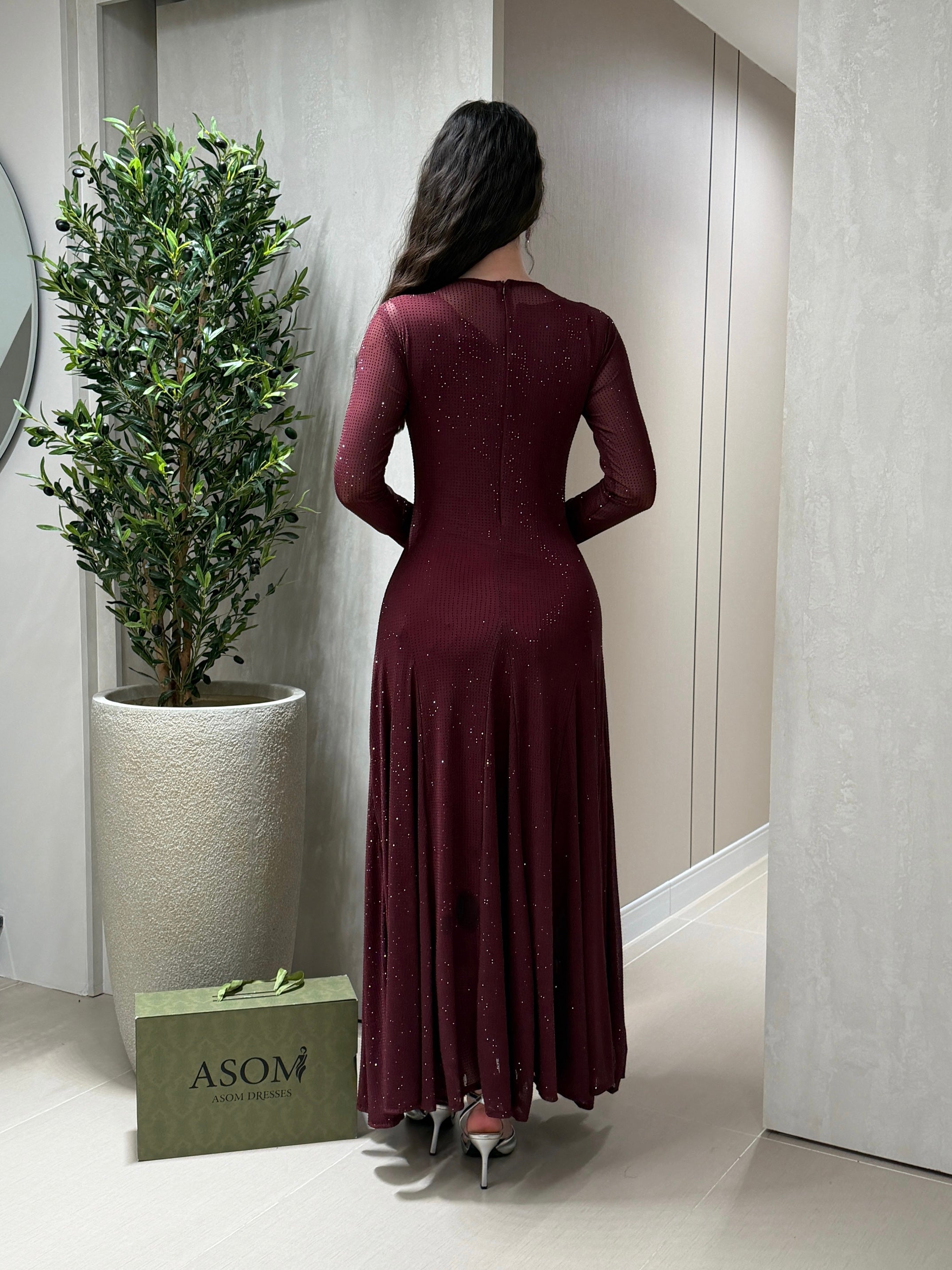 Hana Sparkle Ribbed Flared Maxi