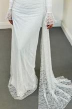 Ethereal High-End Long Sleeve Pastel Evening Maxi Dress-White