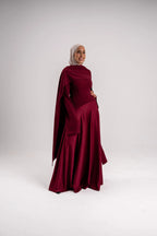 Aisha Burgundy Draped Satin Maxi Abaya