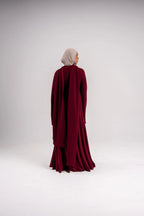 Aisha Burgundy Draped Satin Maxi Abaya