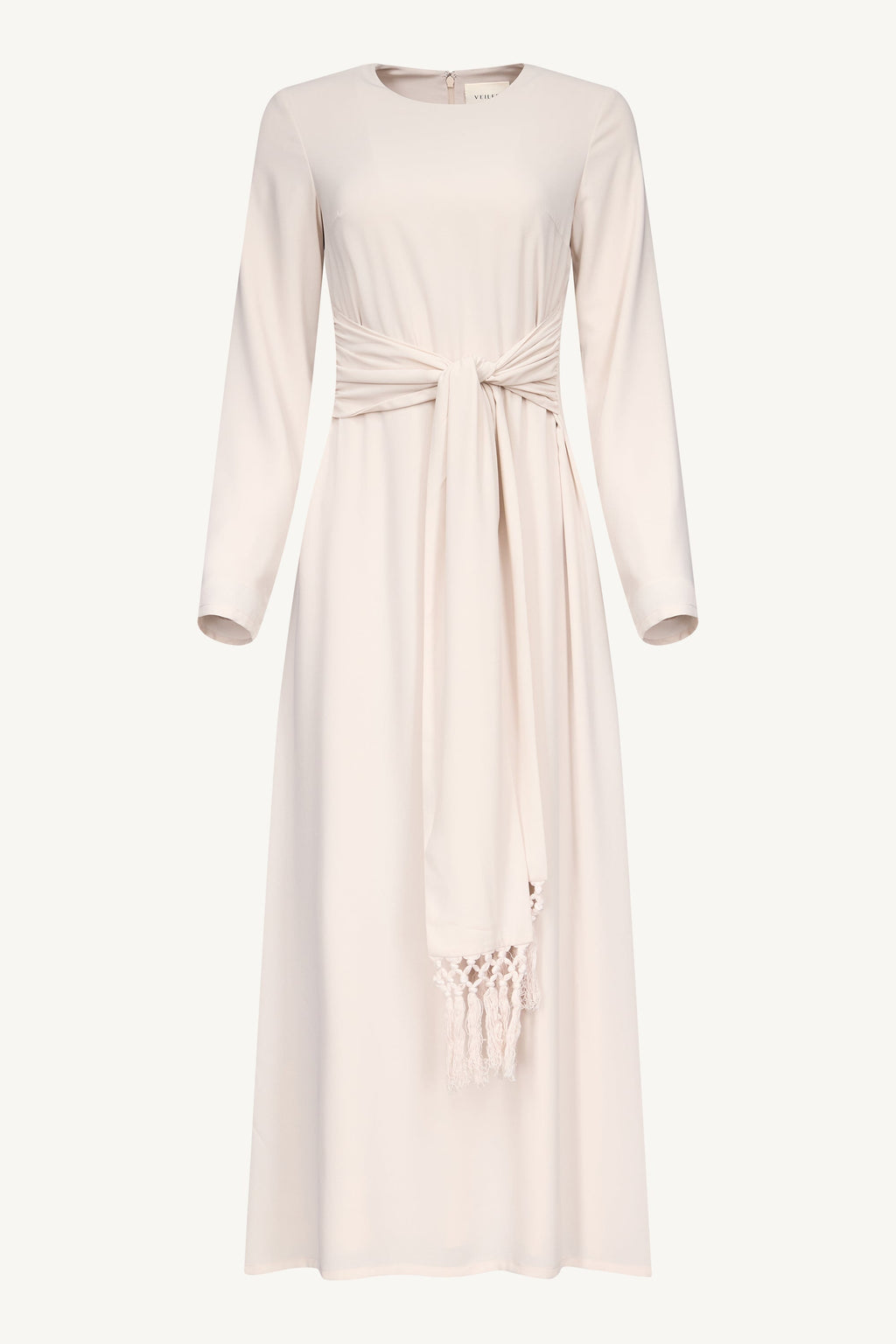 Dunya Tie Waist Tassel Maxi Dress - Stone