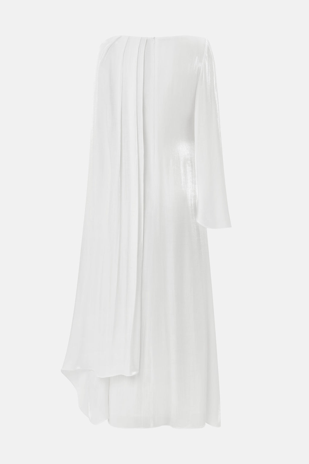 Elegant Cape-Sleeve Modest Maxi Dress-White