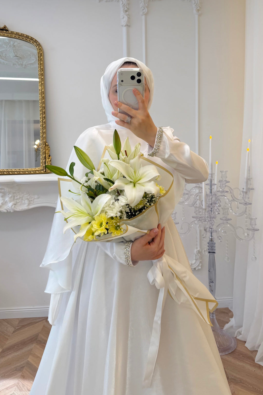 Olivia Cape Sleeve Satin Maxi Dress-White