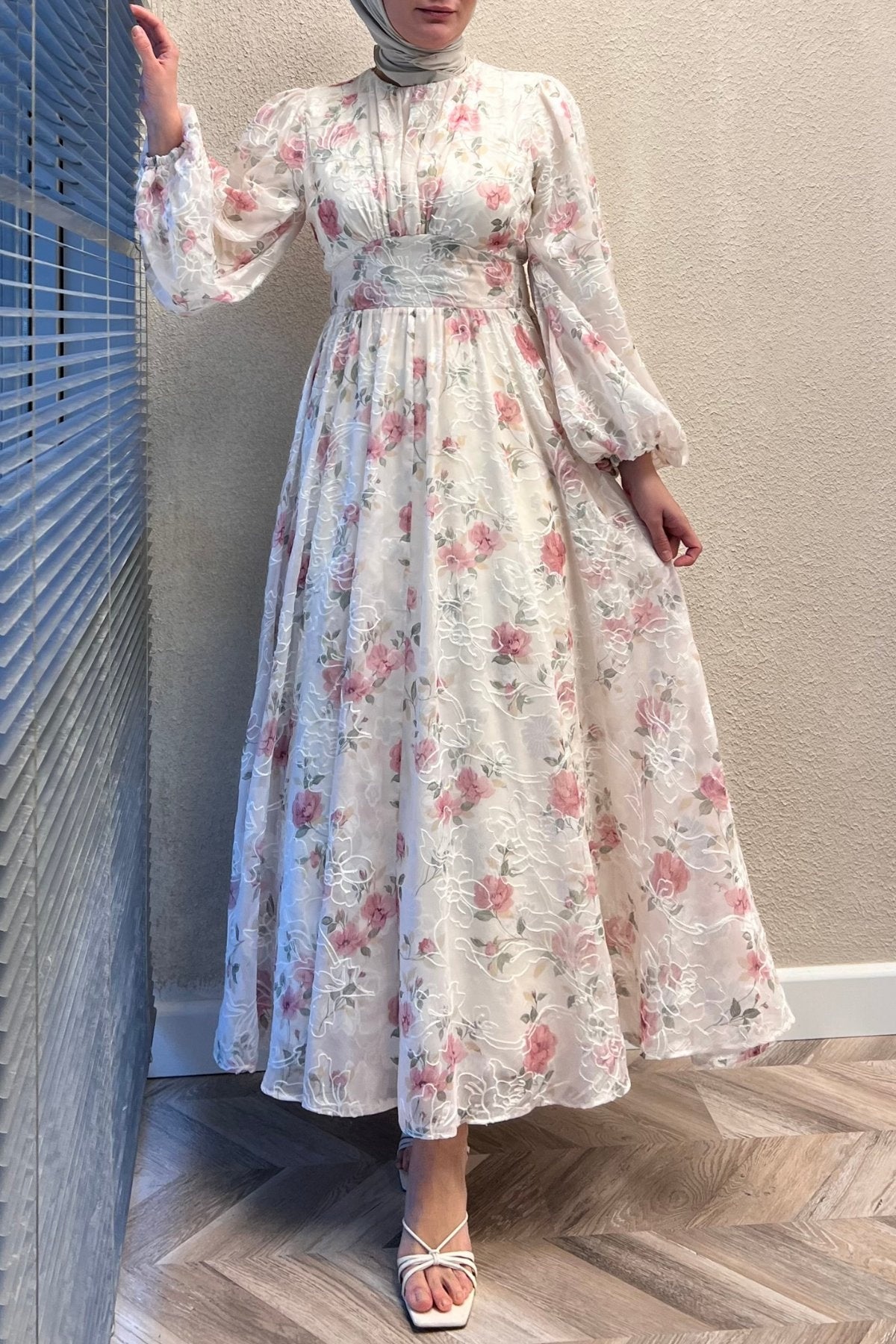 Chloe Floral Embroidered Chiffon Maxi Dress
