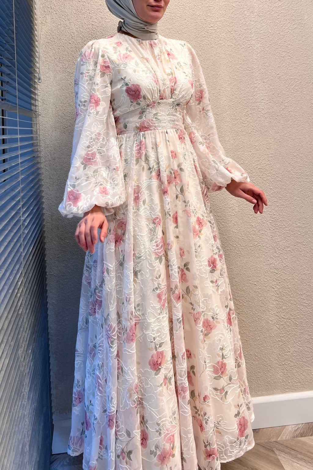 Chloe Floral Embroidered Chiffon Maxi Dress