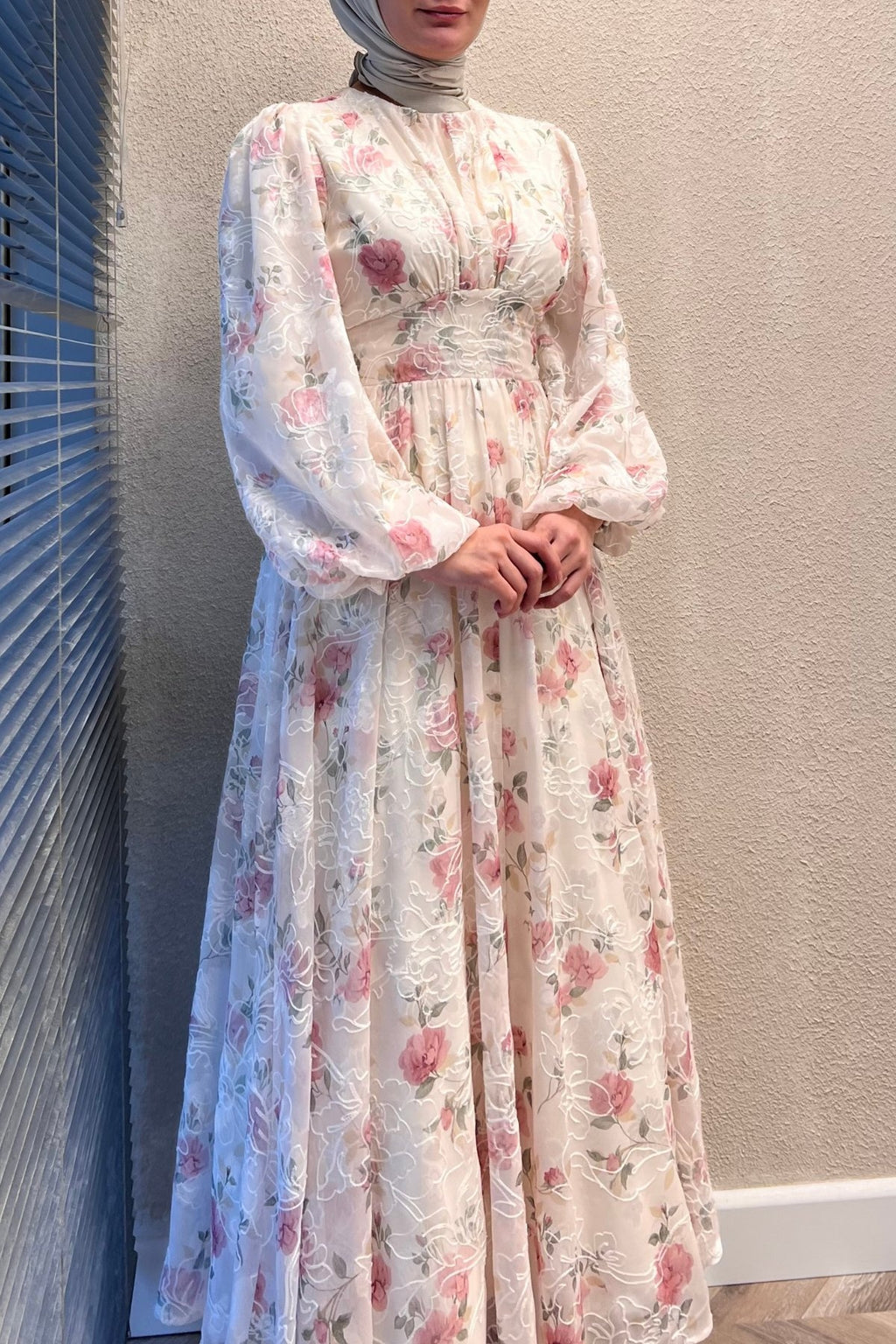 Chloe Floral Embroidered Chiffon Maxi Dress