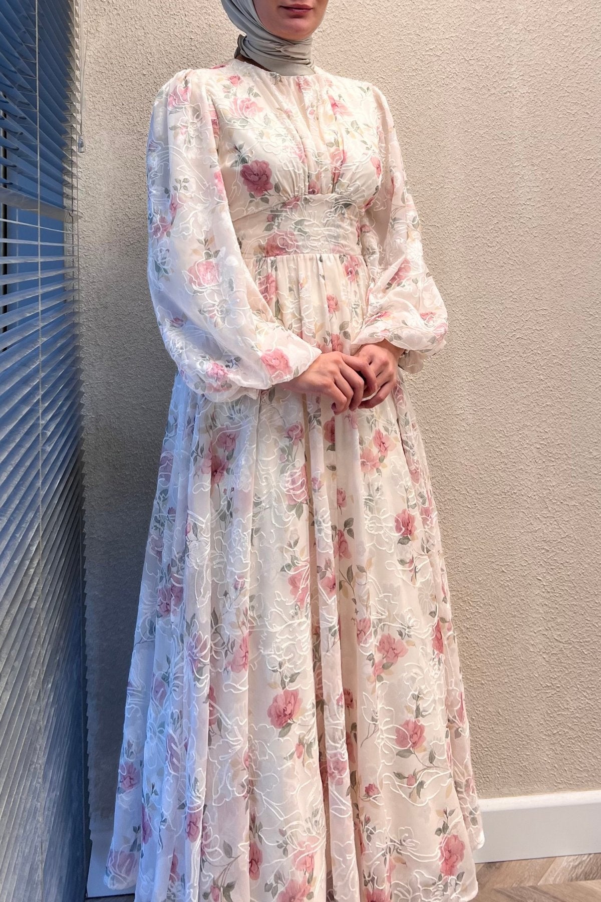 Chloe Floral Embroidered Chiffon Maxi Dress