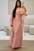 Elegant 2-Piece Satin Maxi Dress Set