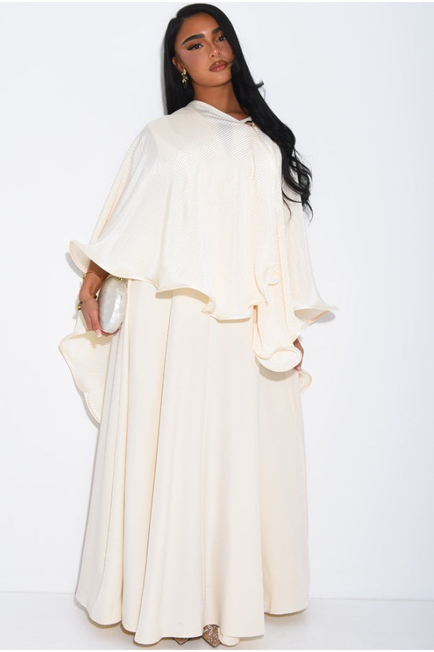 Fine Cape Overlay Maxi Dress